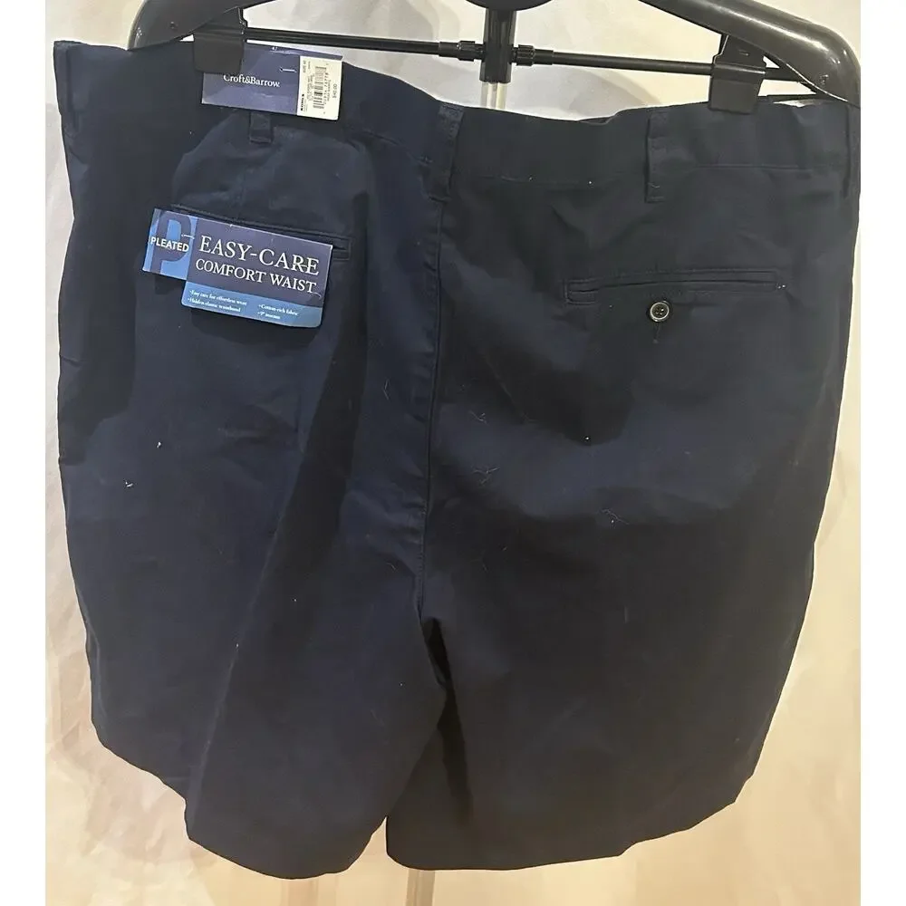 NWT Croft & Barrow Pleated Easy Care Blue Shorts size 42